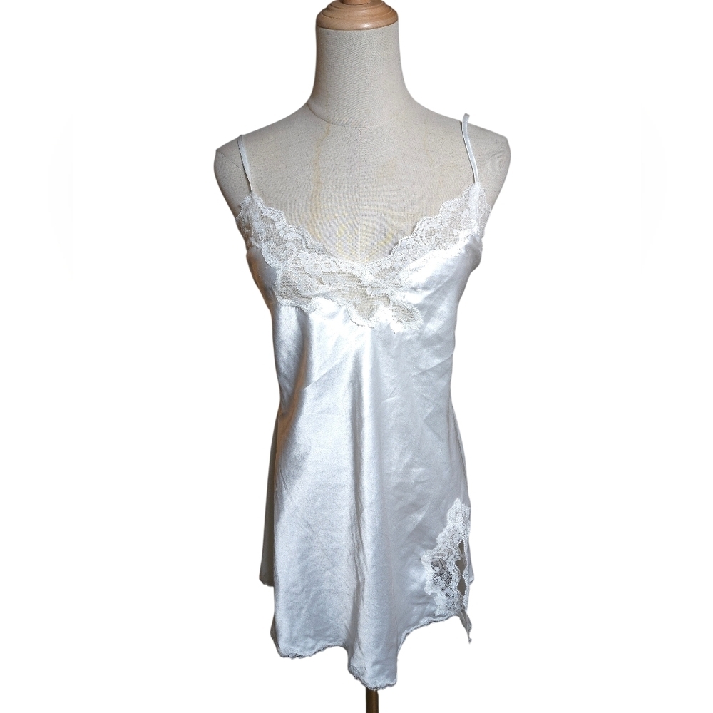 Victoria's Secret White Satin Lace Slip Nightie Dress